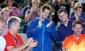 Tennis Australian Open 2016<br>epa05135155 Andy Murray (C) the brother of Jamie Murray of Britain celebrates as his brother and Bruno Soares of Brazil winning their double final match against Daniel Nestor of Canada and Radek Stepanek of Czech Republic at the Australian Open tennis tournament in Melbourne, Australia, 30 January 2016.  EPA/MADE NAGI