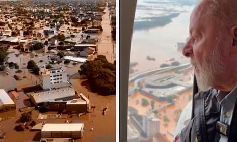Brazil floods: Lula flies over Rio Grande do Sul as army races to rescue stranded families – video