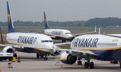 Ryanair planes at Weeze airport in Germany