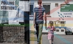 A man and his daughter head into a polling station in Battersea in London during May’s European elections.