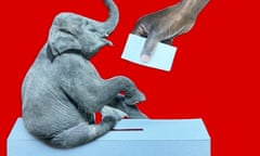 collage of Black person's hand holding paper near box with elephant sitting on box