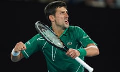 Novak Djokovic celebrates success in the semi-final of the Australian Open.