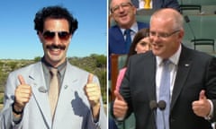 Sacha Baron Cohen, as Borat, and Scott Morrison