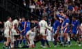 France celebrate as England look dejected after defeat
