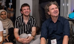 Dave Eggers with students at the International Congress of Youth Voices.