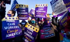 Care workers protest for better working conditions in Washington last year.