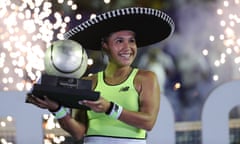 Mexican Open in Acapulco<br>epa08261216 Heather Watson of Britain pose for photos with her trophy after winning against Leylah Fernandez of Canada in the Women's Singles final of the Mexican Open tennis tournament in Acapulco, Guerrero, Mexico, 29 February 2020. EPA/DAVID GUZMAN