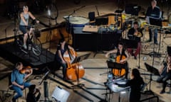 Jessica Aszodi and members of the London Sinfonietta during the world premiere of Houses Slide by Laura Bowler at the Royal Festival Hall