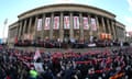 Thousands gather during a vigil for the 96 victims