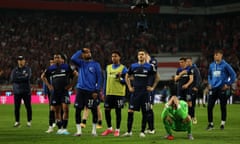 Hertha Berlin players let their disappointment show after their crushing 5-2 defeat at Köln