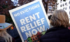 Protestors held placards during a rally for public housing in Sydney