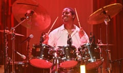 Moses Boyd playing the drums.