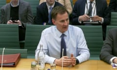 Jeremy Hunt appearing before the Treasury committee