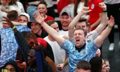 Fans watching England v Ukraine in Croydon, where Atomic Kitten performed their ode to Gareth Southgate.