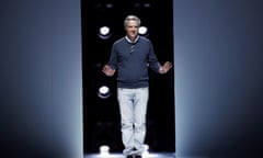 Fashion designer Olivier Lapidus for Lanvin acknowledges the audience at the end of the women's 2018 Spring/Summer ready-to-wear collection fashion show in Paris.
Olivier Lapidus resigns as the artistic director of Lanvin, according to Lanvin fashion house on March 22, 2018. / AFP PHOTO / Patrick KOVARIKPATRICK KOVARIK/AFP/Getty Images