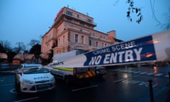 Police tape cordons off the Regency Airport Hotel in Dublin after Friday’s shooting inciden