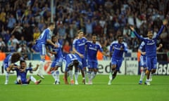 Soccer - UEFA Champions League Final 2012 - Bayern Munich v Chelsea<br>Chelsea celebrate after Bastian Schweinsteiger of Bayern Munich missed in the penalty shoot-out (Photo by Chris Brunskill Ltd/Corbis via Getty Images)