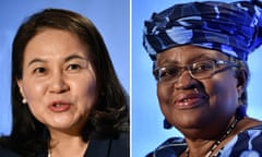 South Korean trade minister Yoo Myung-hee and Nigerian former foreign and finance minister Ngozi Okonjo-Iweala.