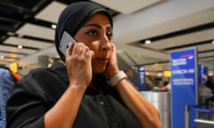 Maryam al-Khawaja on the phone at Heathrow airport