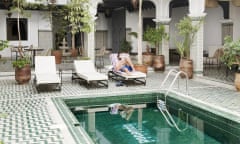 Courtyard at the Rodamón hostel, Marrakech, Morocco.