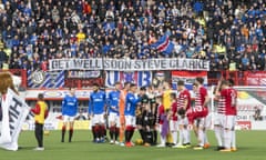 Fan hold up a banner directed at Steve Clarke.