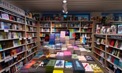 A general view of a collection of books on display in a Foyles bookshop in London