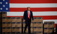 Donald Trump visits a medical equipment distributor during his visit to Allentown, Pennsylvania.