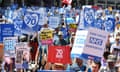 Thousands of people march through London to mark 70 years of the NHS