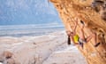 Girl rock climbing