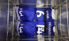 Leicester City's kit in an away dressing room before a Premier League match.