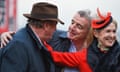 Trainer Noel Meade, left, and owners Michael and Anita O’Leary after their victory with Road To Respect at Cheltenham on Thursday.