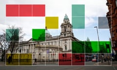 Northern Ireland council elections: photo shows Belfast City Hall with a graphical overlay