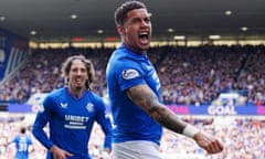 James Tavernier celebrates scoring the opener for Rangers in their win against Hibernian