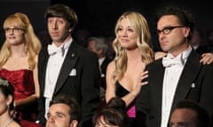 Melissa Rauch, Simon Helberg, Kaley Cuoco and Johnny Galecki in The Big Bang Theory finale.