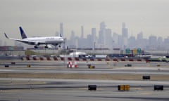 A United Airlines jet prepares to land at Newark Liberty International Airport a day after a temporary grounding of aircraft was placed after reports of drones in the flight path, Wednesday, Jan. 23, 2019, in Newark, N.J. At about 5 p.m., Tuesday, Jan. 22, the Federal Aviation Administration received two reports from flights headed to Newark that they had spotted a drone about 3,500 feet (1,000 meters) over nearby Teterboro Airport. The administration said in a statement that arriving flights were held briefly but resumed after no further sightings were reported. (AP Photo/Julio Cortez)