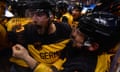 Germany’s players celebrate their thrilling victory over Canada