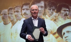 Franz Beckenbauer poses after being included into the Hall of Fame, a permanent exhibition honouring German football legends.