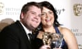James Corden and Ruth Jones hold Bafta awards