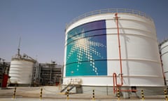 An oil tank at Saudi Aramco's Shaybah oilfield