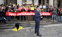 Fraser Ellis at a farmers’ protest on the steps of South Australia’s parliament