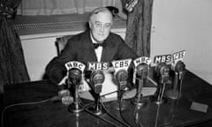 Franklin D Roosevelt speaks on the radio from the White House in 1941.