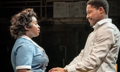 From flirtation to philosophy … Ntombizodwa Ndlovu as Camae and Adetomiwa Edun as Martin Luther King Jr in The Mountaintop.