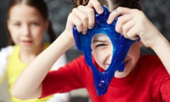 Child playing with slime.