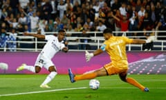 Vinícius Júnior opens the scoring for Real Madrid in the Club World Cup final against Al Hilal.