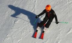 A person skiing