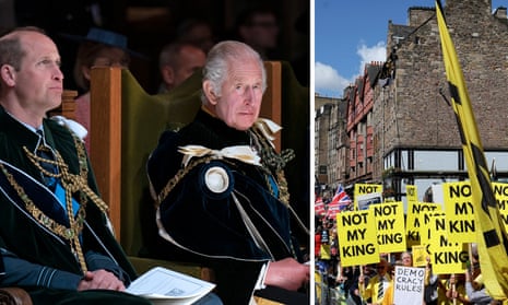 King Charles concludes Scottish coronation in day marked by protests – video