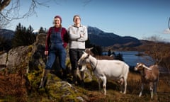 Nicola Hornsby and Crispin Hoult with their goats at Achray farm