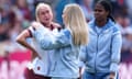 Manchester City's Steph Houghton (left) in despair after the final whistle.