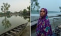 Sundarbans 22
__HL4366
Reshma Khatun, 38, stands on the riverbank outside her house in Koyra, southwestern Bangladesh, which lies opposite the Sundarbans, the largest mangrove forest in the world, where her husband Abdul Gazi was killed in a tiger attack. Location: Koyra, Khulna, Bangladesh. Farzana Hossen/The Guardian (April 2024)
__HL4239
The boats of local fisherman anchored on the shore of the Shakbaria river in the village of Koyra, located opposite the Sundarbans, the largest mangrove forest in the world. Climate change is causing disturbances in fishing patterns resulting in disastrous consequences for fishing communities. Location: Shakbaria river, Koyra, Khulna, Bangladesh. Farzana Hossen/The Guardian (April 2024)