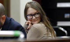 Anna Sorokin sits at the defense table in New York State Supreme Court, in New York, Wednesday, March 27, 2019. Sorokin, who claimed to be a German heiress, is on trial on grand larceny and theft of services charges.  (AP Photo/Richard Drew)